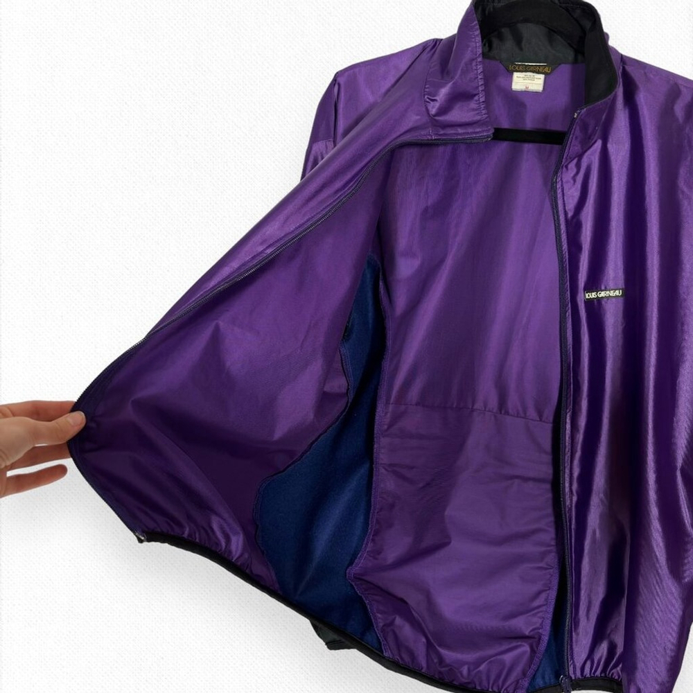 Louis Garneau Windbreaker Bomber Jacket Purple Black Full Zip Cycling Size M - Picture 6 of 7